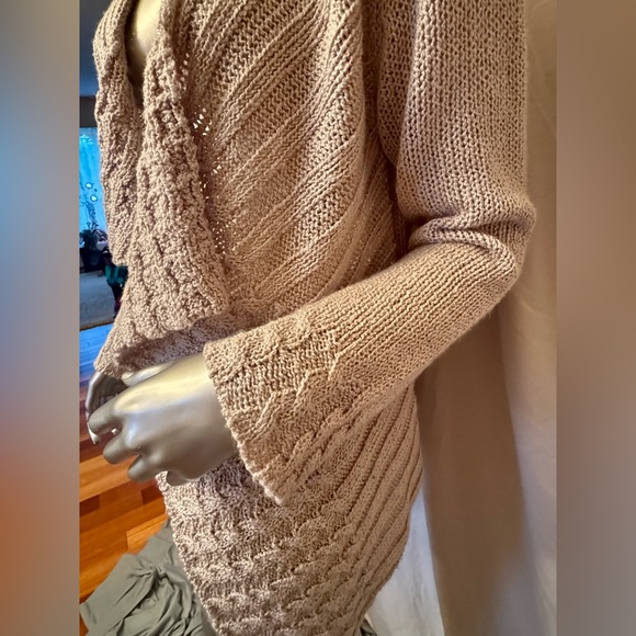 Tribal Shawl Collar Open Cardigan Woman’s Size L Coppery Beige - Picture 3 of 11
